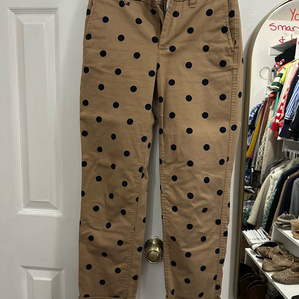 J. Crew Tan Polka Dot Pants